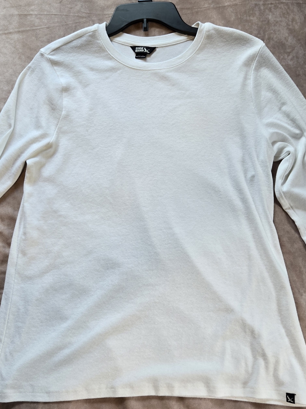 Eddie Bauer Womens Long Sleeve Tee Soft Casual Shirt Comfort White Top Sz L
